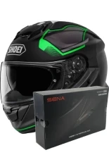 Zestaw: kask integralny Shoei GT-Air 3 Mike TC-4 czarno-zielony + dedykowany interkom motocyklowy Sena SRL 3
