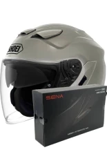 Zestaw: kask otwarty Shoei J-Cruise 3 Chalk szary + dedykowany interkom motocyklowy Sena SRL 3