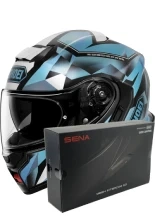 Zestaw: kask szczękowy Shoei Neotec 3 Fragments TC-2 + dedykowany interkom motocyklowy Sena SRL 3
